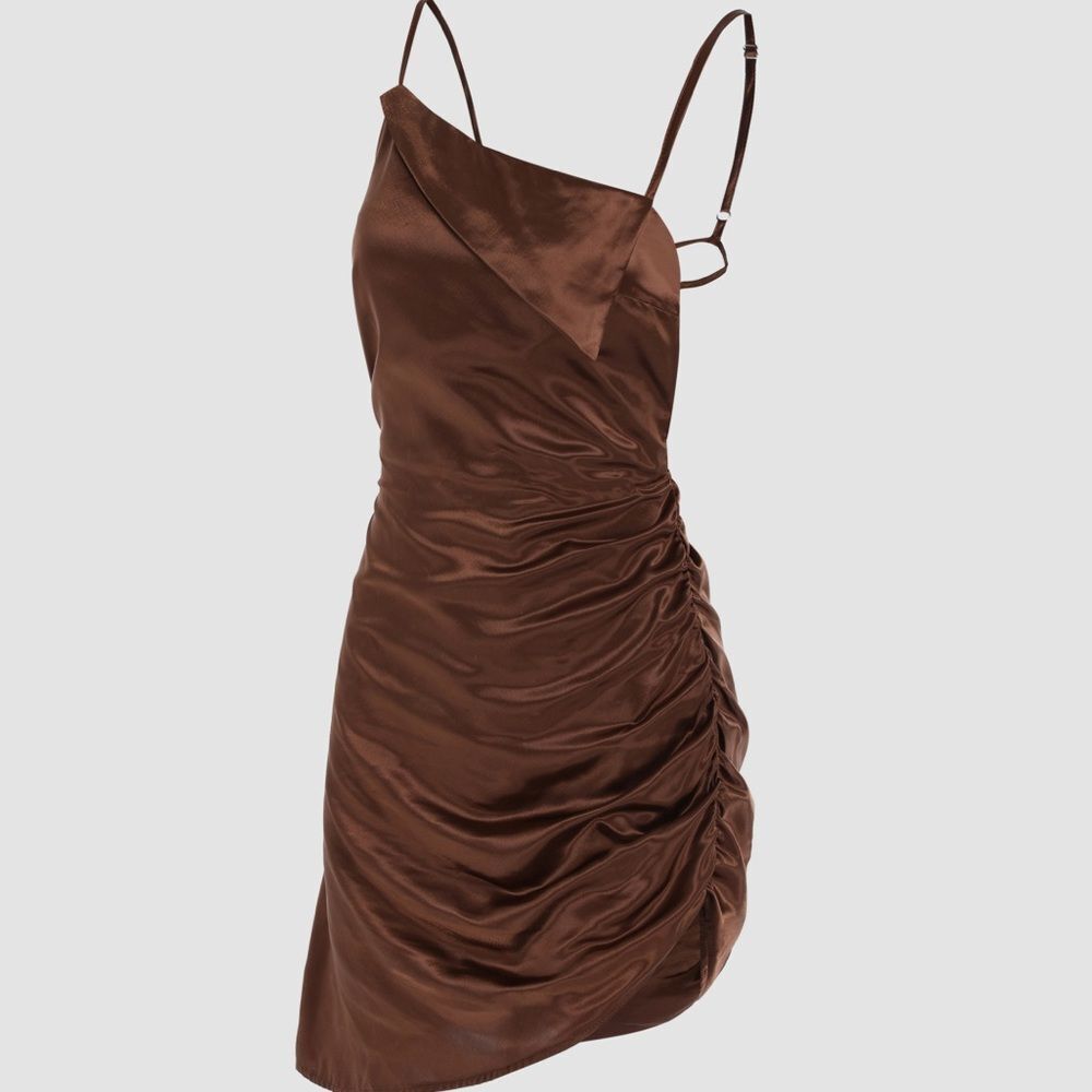 NWT Cider Satin Asymmetrical Mini Dress - Picture 3 of 5
